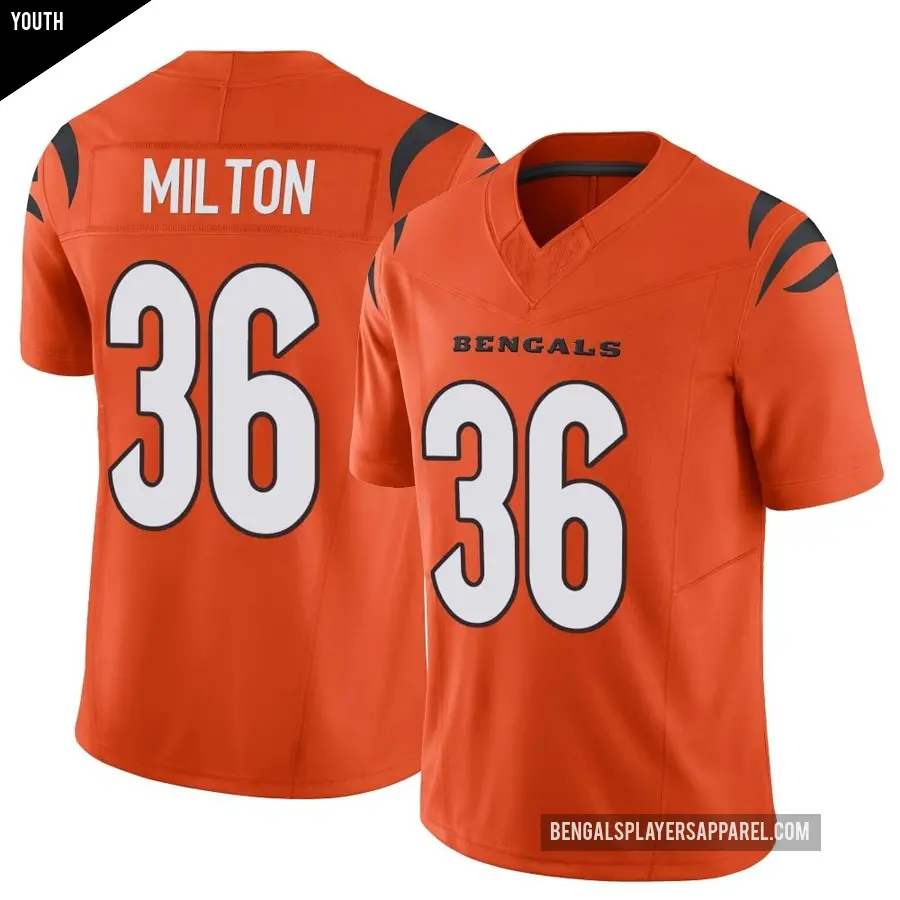 Youth Cincinnati Bengals 36 Kendall Milton Orange Limited Vapor F.U.S.E. Jersey Bengals Store